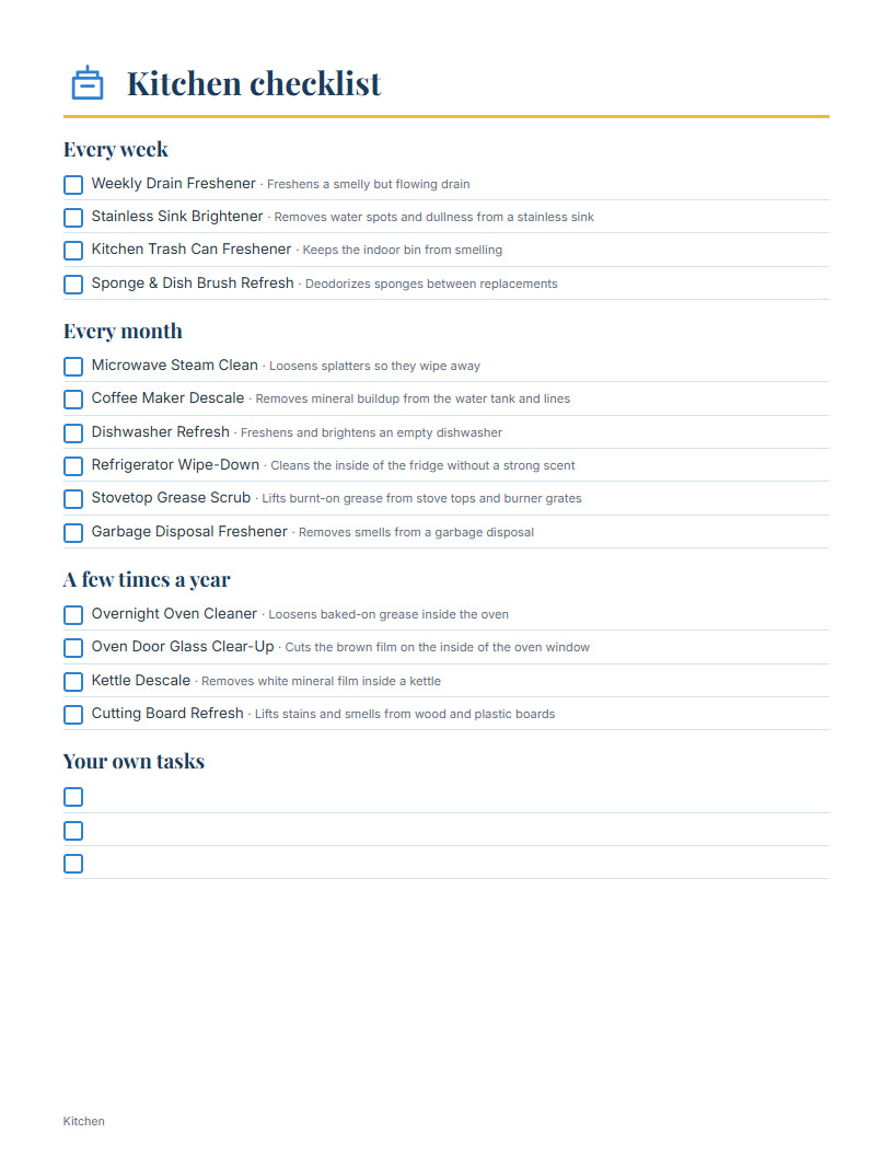 Sample page: Room-by-room checklists